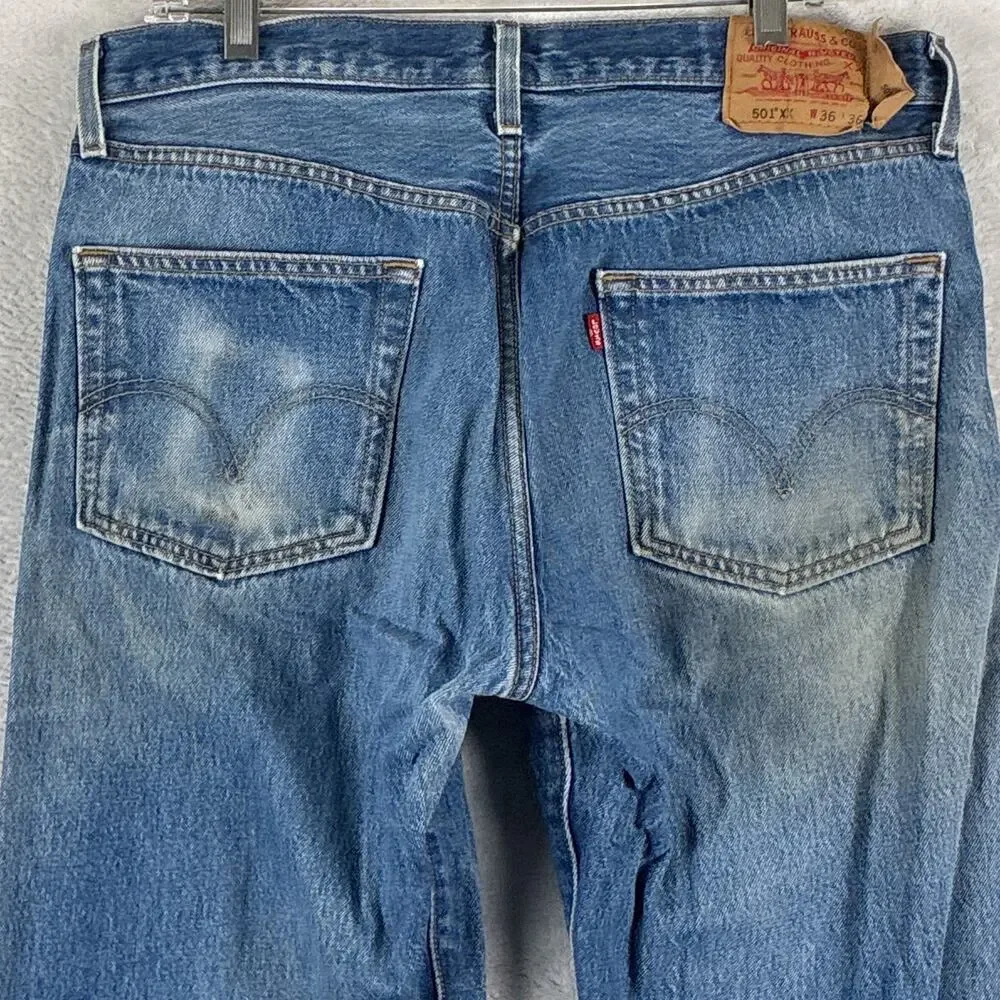 VTG Levis 501 XX Jeans Mens 36x36 (34x33) Faded Whiskered Button Fly Classic